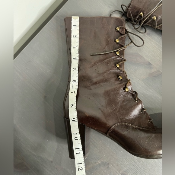 Gianni Barbato Women's  Leather Lace Up Boots Pointed Toe - Picture 10 of 12